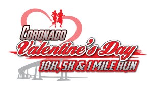 2027 Coronado Valentine's Day 10K, 5K and 1 Mile Fun Run/Walk Logo