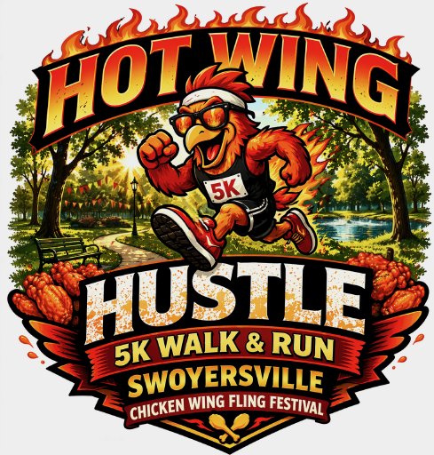2027 Hot Wing Hustle 5K Logo