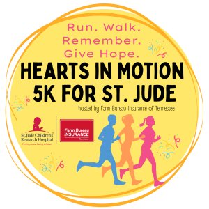 2nd Annual Hearts in Motion | 5K for St Jude hosted by Farm Bureau Insurance of Tennessee Logo