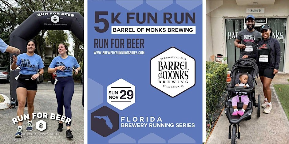 5k Beer Run x Barrel of Monks | 2026 Florida Brewery Running Series Logo