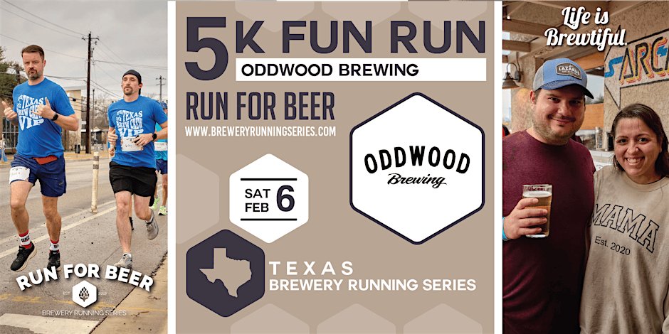 5k Beer Run x Oddwood Brewing | TX Brewery Running Series Logo