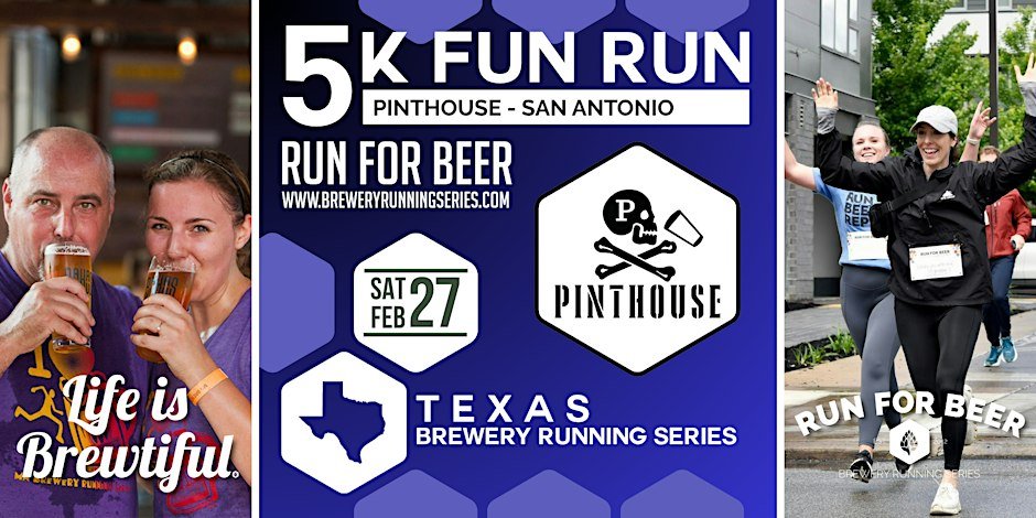 5k Beer Run x Pinthouse Pizza - San Antonio | Texas Brewery Running Series Logo