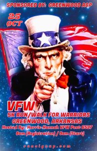 5K VFW 6527 RUN/WALK FOR WARRIORS Logo