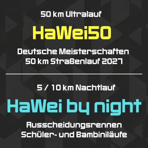 6. Ultralauf HaWei50 / Deutsche Meisterschaften 2027 / 6. Nachtlauf HaWei by night Logo