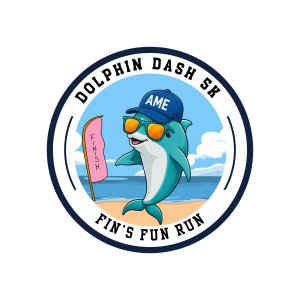 AME Dolphin Dash 5K and Fin's Fun Run Logo