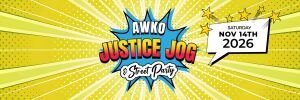 AWKO Justice Jog 5K / Kids Fun Run Logo