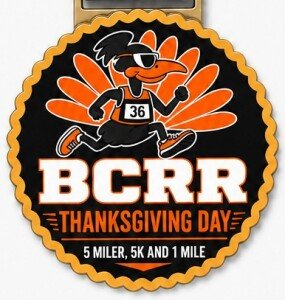 BCRR/Peruzzi Auto Group Thanksgiving Day 5 Miler / 5 K & One Mile Fun Run Logo
