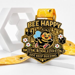 Bee Happy Race 2026 | Fun Virtual 1M, 5K, 10K, Half Marathon Logo