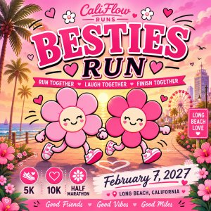 Besties Run 5K. 10K. Half Marathon , & Kids Dash Logo