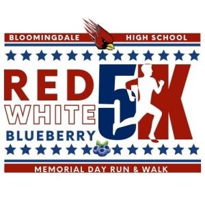 Bloomingdale High School Red, White & Blueberry Memorial Day 5k Run and Walk Logo