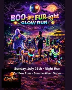BOO-gie FUR-ight Night Glow Run - SummerWeen Series  by Califlow Runs Logo