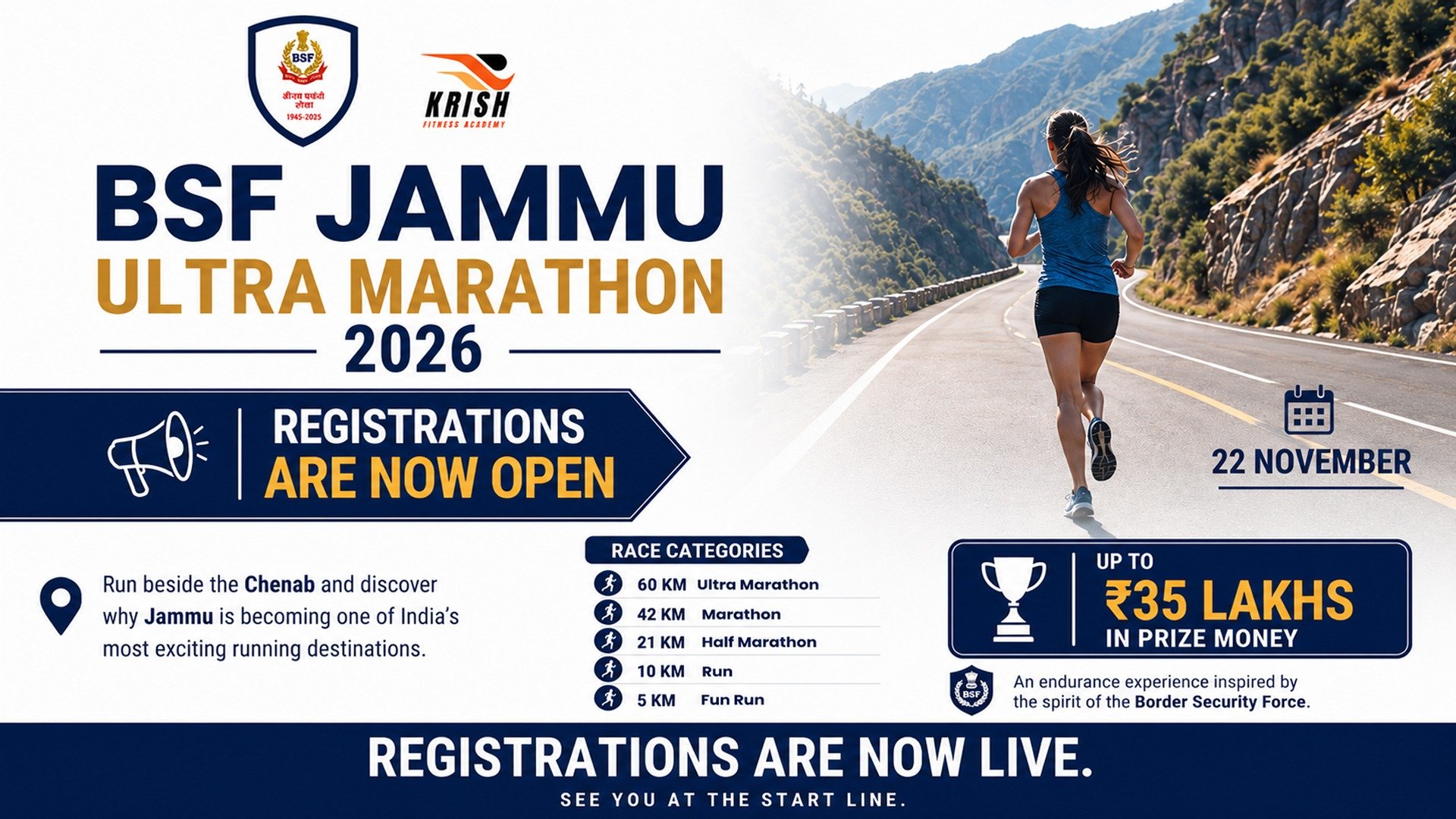 BSF JAMMU ULTRA MARATHON Logo