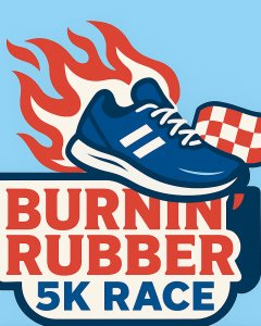 Burnin' Rubber 5K Run and Walk Logo