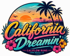 Californian Dreamin 5K, 10K, & Half Marathon by Califlow Runs Logo
