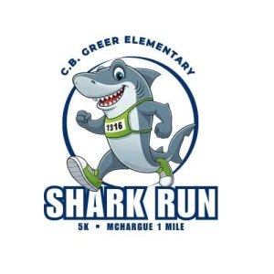 CB Greer Shark run 5k and Jake McHargue One Mile Run Logo