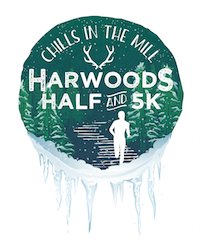 Chills In The Mill: Harwoods Half Marathon & 5K Logo