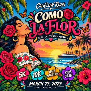 Como La Flor 5K. 10K, Half Marathon by Califlow Runs Logo