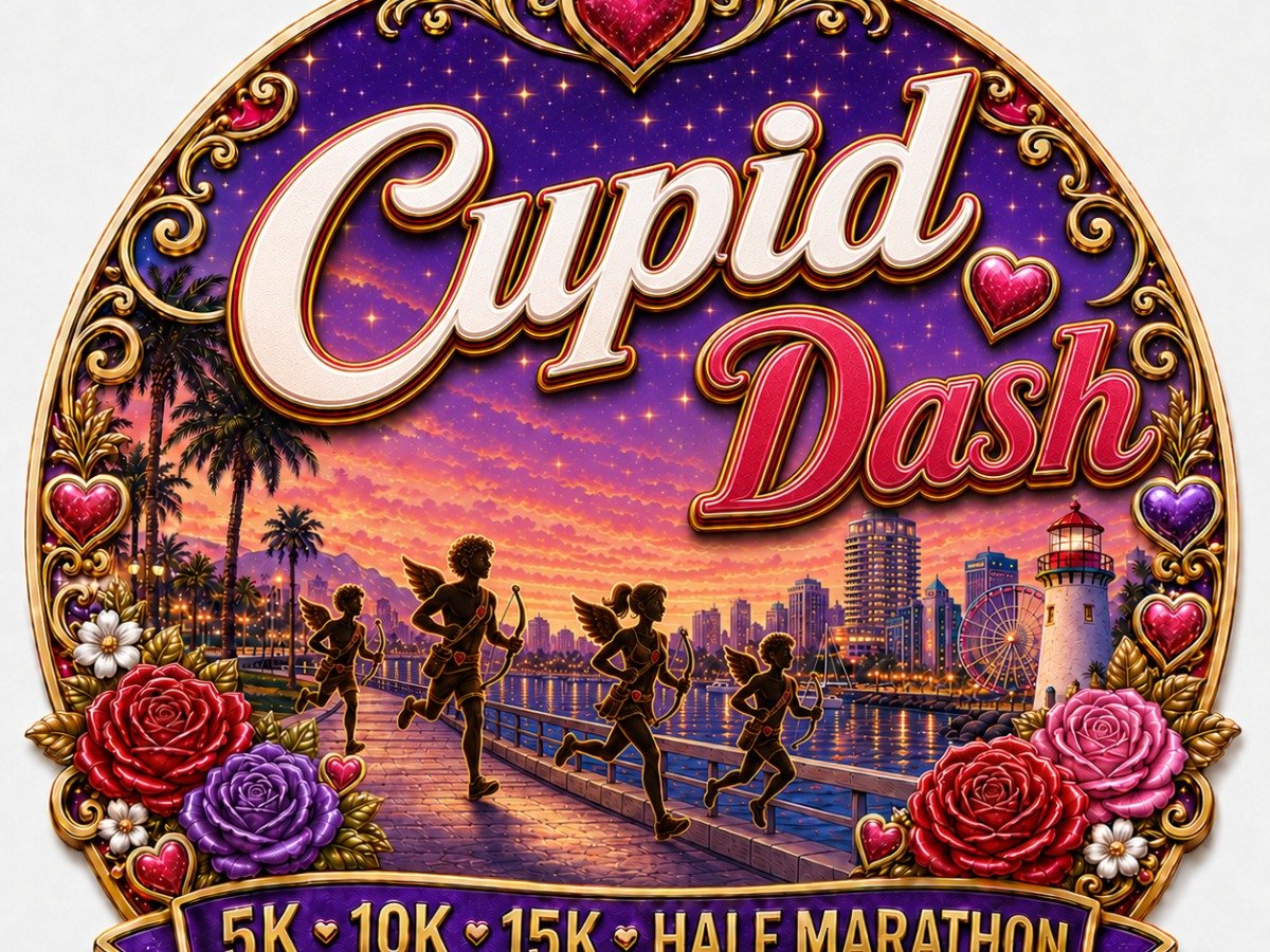 Cupid Dash 5k, 10k, 15k, Half Marathon 2027 Logo