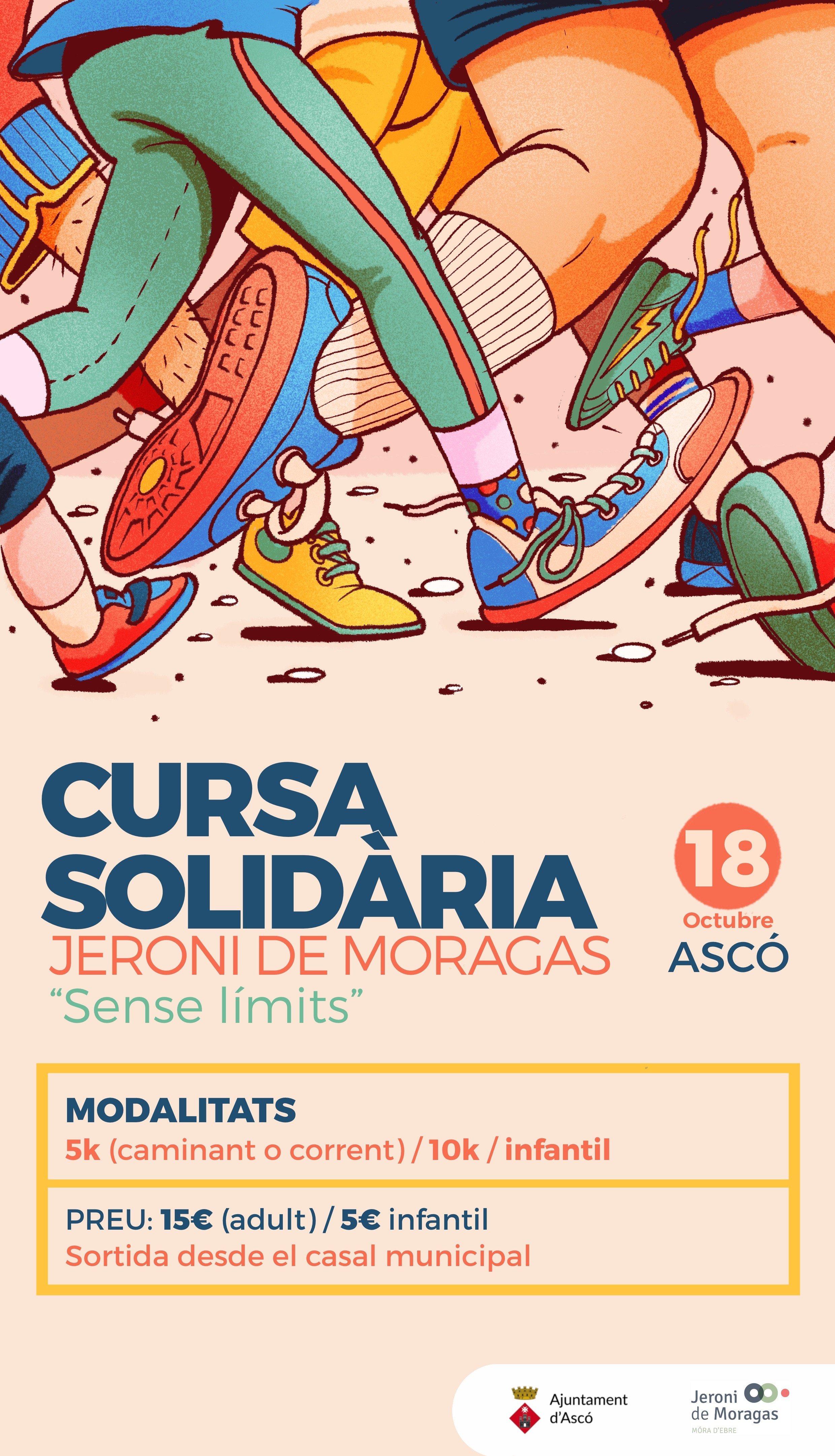 CURSA I CAMINADA SOLIDÀRIA ASCÓ 2026 Logo