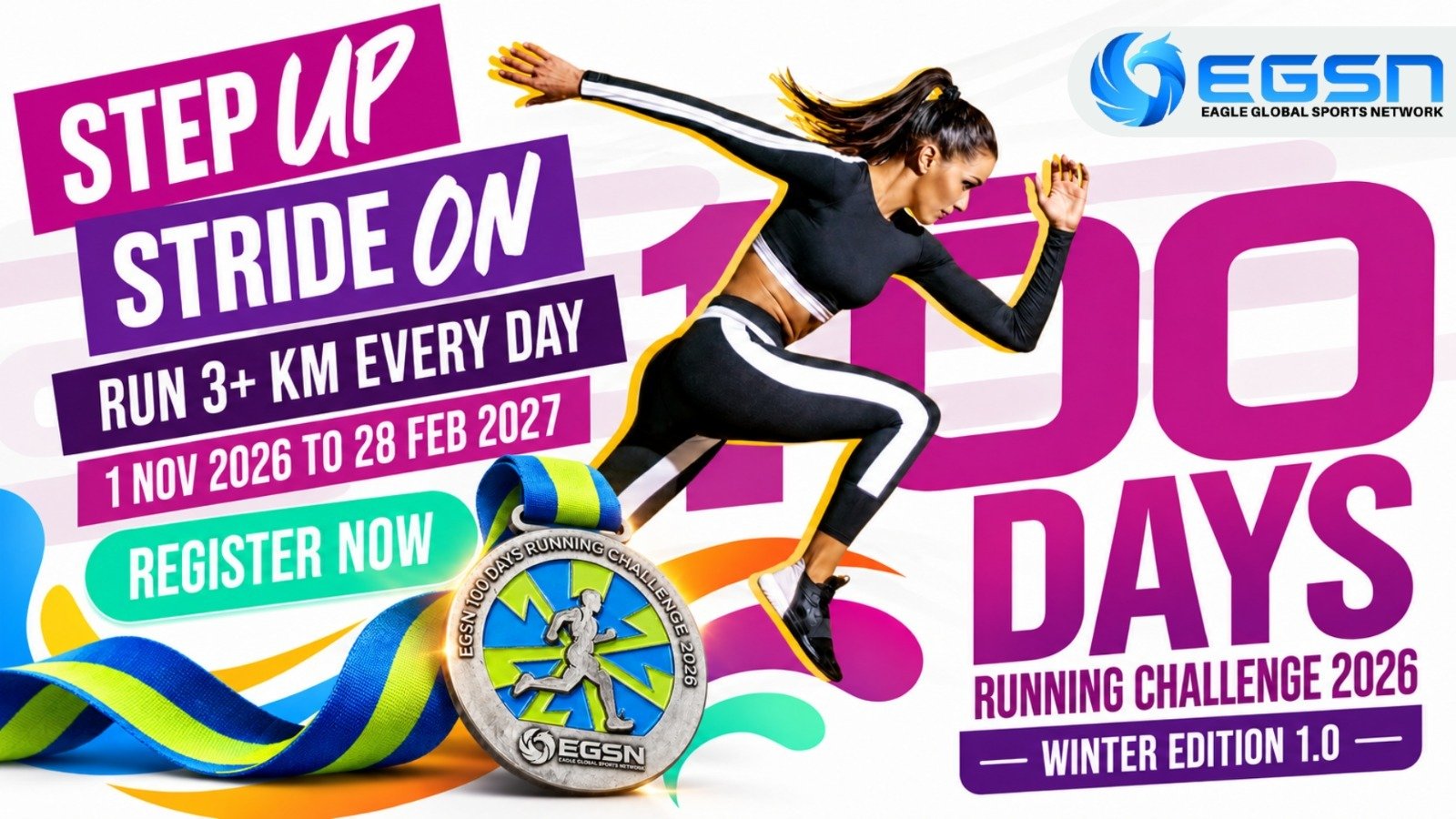 EGSN 100 Days Running Challenge 2026 - Winter Edition Logo