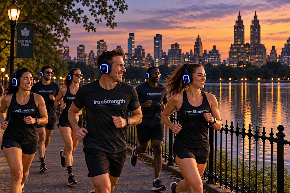 Evening Silent Headphone Run/Walk Around the Central Park Resevoir Logo