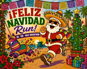 Feliz Navidad Run 5K 10K Half Marathon by Califlow Runs Logo