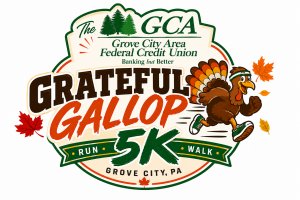 The Grove City Area Federal Credit Union Grateful Gallop 5K Logo