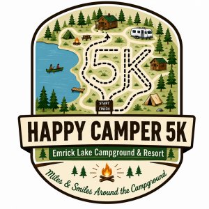 Happy Camper 5k at Emrick Lake Campground & Resort Logo