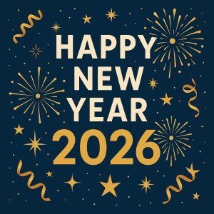 Happy New Year 2026 - 5K, 10K, and Half Marathon Logo