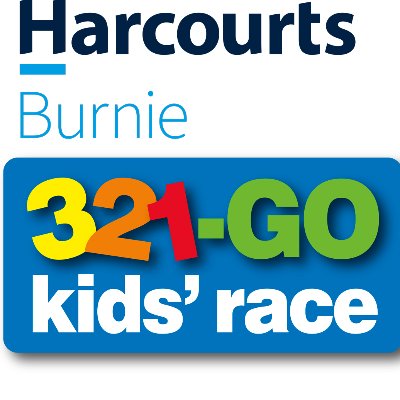 Harcourts Burnie 321-Go Kids' Race Logo