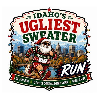 Idaho’s Ugliest Sweater Run, brought to you by The Dirty U Logo
