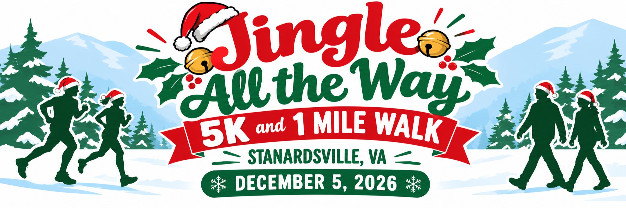 Jingle All the Way 5K and 1 mile walk Logo