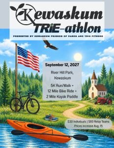 Kewaskum TRiE-athlon: Sprint Triathlon Presented by Kewaskum Friends of Parks and TRiE Fitness Logo