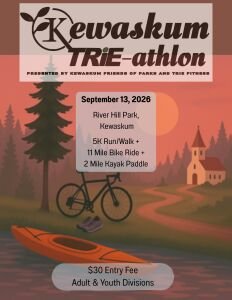 Kewaskum TRiE-athlon: Sprint Triathlon Presented by Kewaskum Friends of Parks and TRiE Fitness Logo