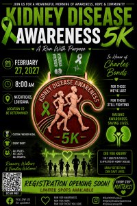 Kidney Disease Awareness 5K Natchitoches, Louisiana Logo