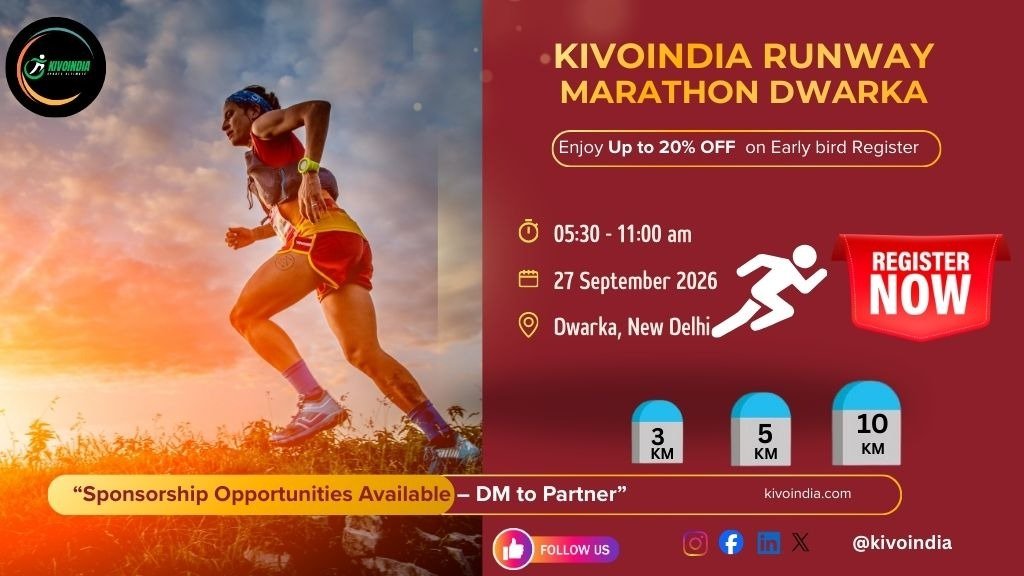 KivoIndia Runway Marathon Dwarka 2026 Logo