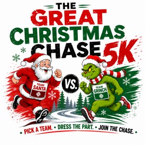 LCMH * The Great Christmas Chase 5K | Team Santa vs. Team Grinch Logo
