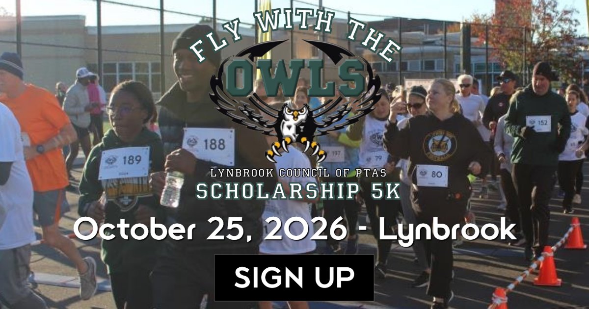 Lynbrook Council of PTAs Scholarship 5K Run/Walk 2026 Logo