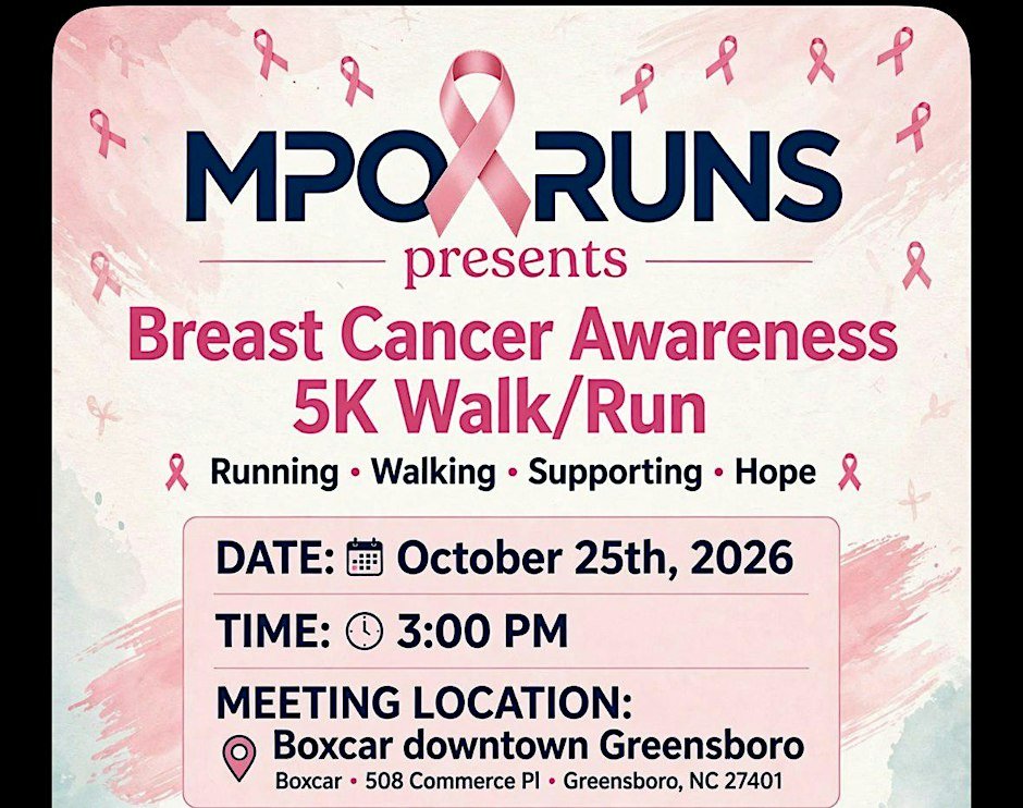 MPO RUNS Presents: Breast Cancer Awareness 5K Walk/Run - Oct 25th Logo