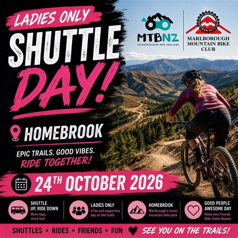 MTBNZ HOMEBROOK LADIES SHUTTLE DAY - 24th OCT Logo