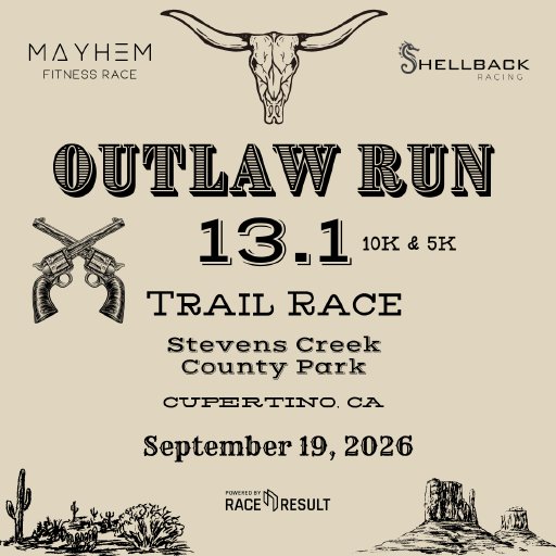 Outlaw Run 13.1, 10k, 5k Logo