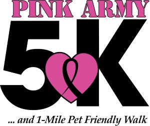 Pink Army 5K and 1 Mile Pet Friendly Fun Walk Logo