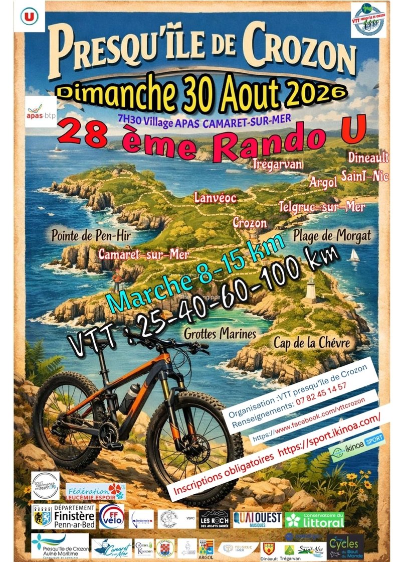 RANDO U CAMARET SUR MER TOUR DE LA PRESQU'ILE DE CROZON 2026