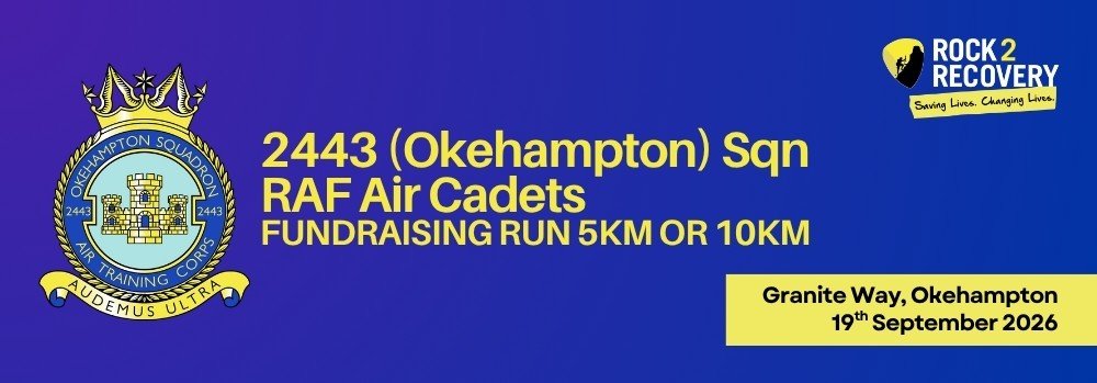 Rock2Recovery & 2443 (Okehampton) Squadron RAF Air Cadets 5km & 10km Fundraising Run 08:00 Logo
