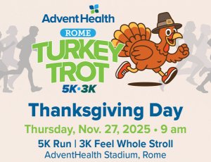 Rome Turkey Trot 5K and 3K Feel Whole Stroll Logo