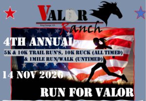 Run For Valor 10K + 5K Trail Run, 10K Ruck, Virtual 10K + 5K & 1 Mile Run/Walk Logo