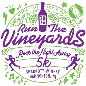 Run the Vineyards - Rock the Night Away 5K Logo