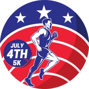 Run White and Blue 5K Logo