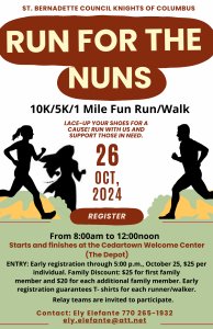 Saint Bernadette Knights of Columbus Sixth Annual Run for the Nuns