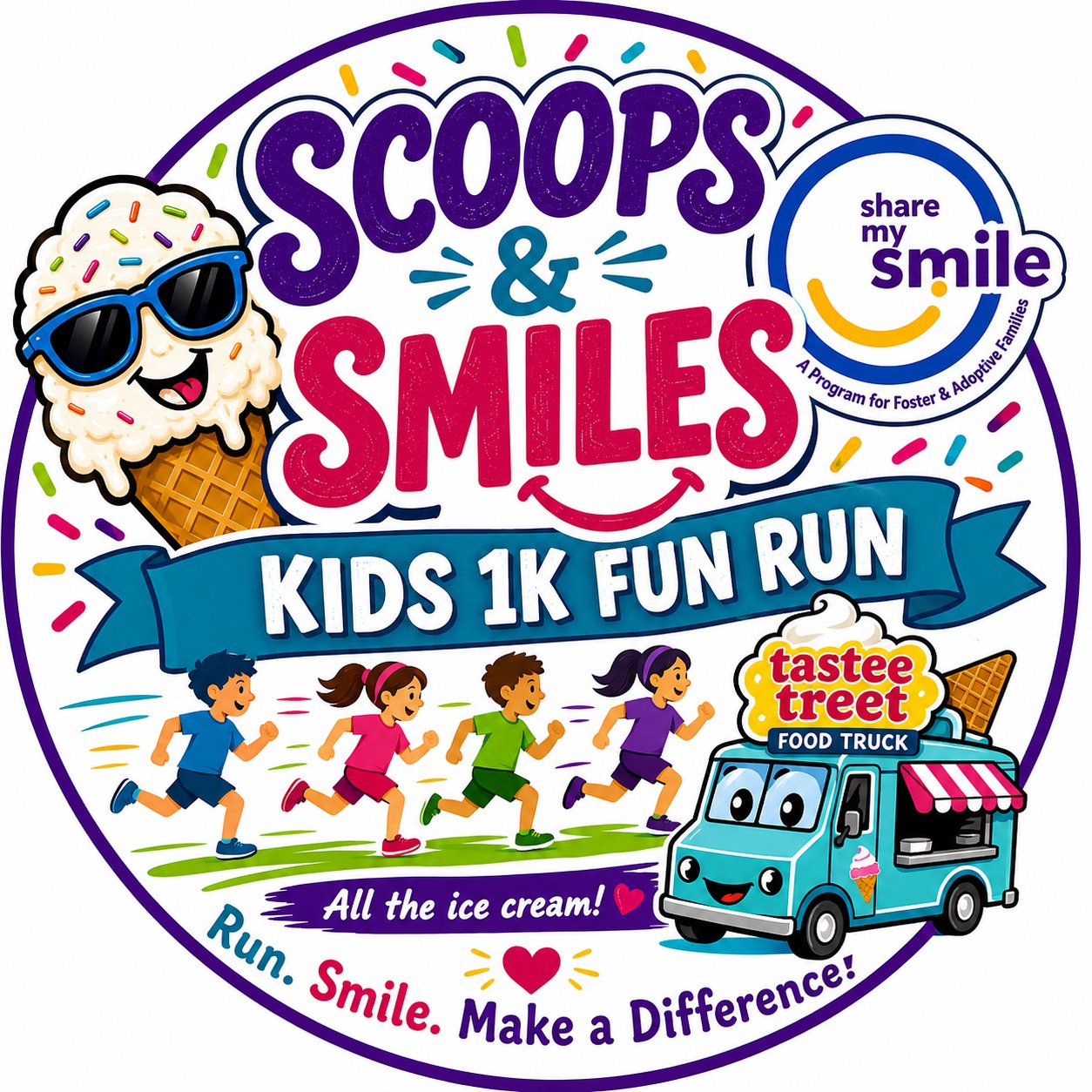 Scoops & Smiles Kids 1K Run Logo